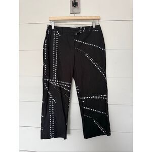 Bugatchi Women’s 4 Black White Patterned Ankle Chino Pants